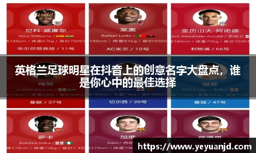 英格兰足球明星在抖音上的创意名字大盘点，谁是你心中的最佳选择